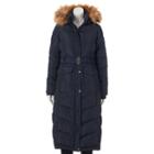 Juniors' Madden Girl Faux-fur Hooded Maxi Puffer Jacket, Size: Large, Blue (navy)