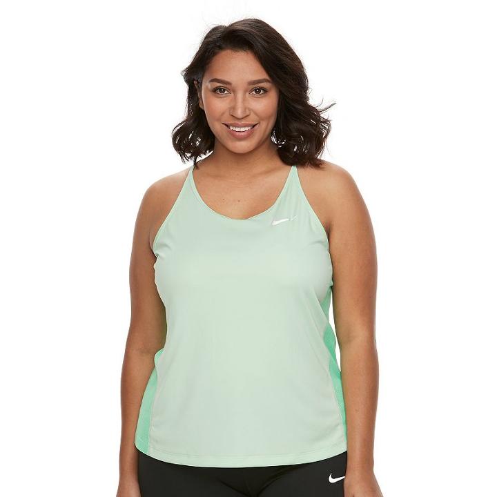 Plus Size Nike Miler Dri-fit Racerback Spaghetti Strap Tank, Women's, Size: 1xl, Green Oth