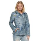 Juniors' Pink Envelope Asymmetrical Moto Jacket, Teens, Size: Large, Blue