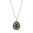 1928 Beaded Halo Faceted Teardrop Pendant Necklace, Women's, Size: 16, Black