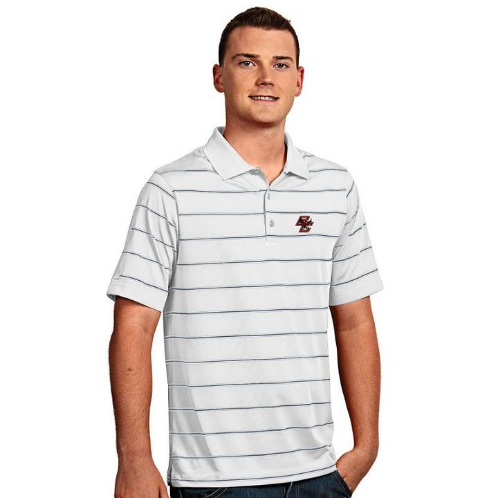 Men's Antigua Boston College Eagles Deluxe Striped Desert Dry Xtra-lite Performance Polo, Size: Medium, Natural