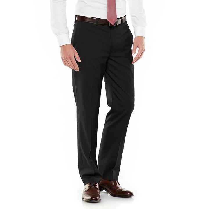 Men's Axist Ultra Series Slim-fit Solid Flat-front Micro-cord Dress Pants, Size: 33x32, Black
