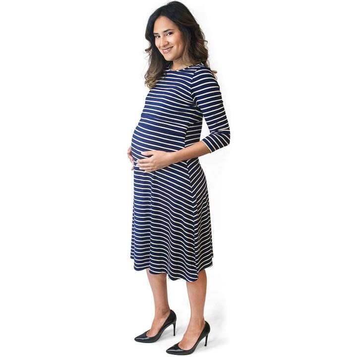 Maternity Pip & Vine By Rosie Pope Popover Striped Nursing Dress, Women's, Size: 1x-mat, Blue Other
