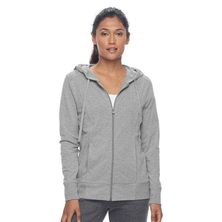 Petite Tek Gear&reg; Dry Tek Zip-front Hoodie, Women's, Size: S Petite, Dark Grey