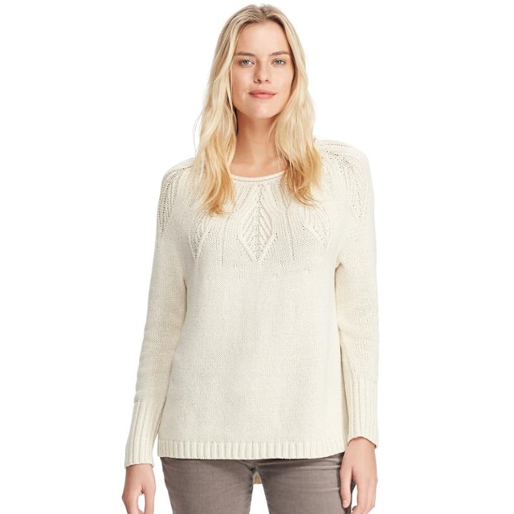 Women's Chaps Stitched Leaf Crewneck Sweater, Size: Xl, Natural