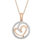 1/4 Carat T.w. Diamond 10k Rose Gold Heart & Circle Pendant Necklace, Women's, Size: 18, White