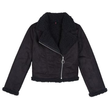 Girls 7-16 Iz Amy Byer Black Shearling Side-zip Moto Jacket, Girl's, Size: Large