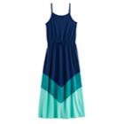 Girls 7-16 So&reg; Colorblock Chevron Maxi Dress, Size: L/12, Blue