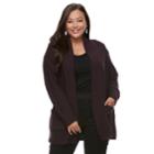Plus Size Apt. 9&reg; Cozy Shawl Collar Cardigan, Women's, Size: 2xl, Purple