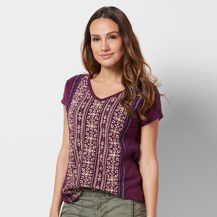 Petite Sonoma Goods For Life&trade; Embroidered Tie-dye Tee, Women's, Size: Xl Petite, Med Purple