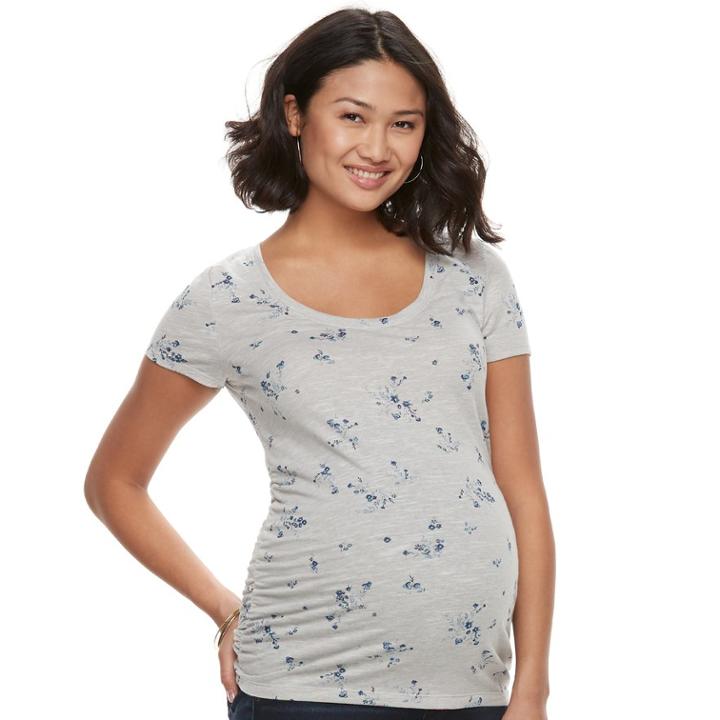 Maternity A:glow Ruched Scoopneck Tee, Women's, Size: Xs Maternity, Light Grey