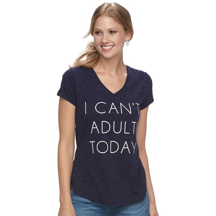 Women's Apt. 9&reg; Graphic V-neck Tee, Size: Large, Dark Blue