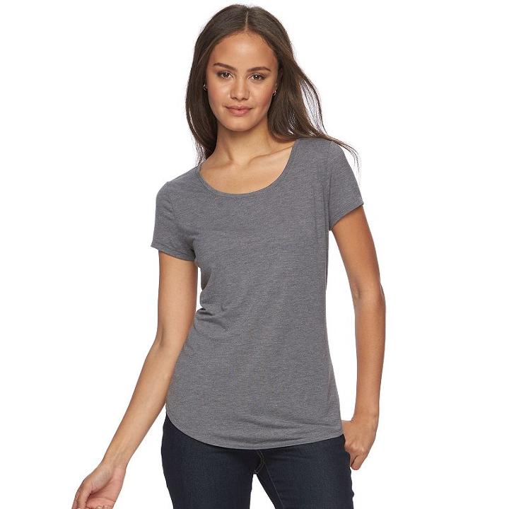 Juniors' So&reg; Short Sleeve Scoopneck Tee, Girl's, Size: Medium, Grey (charcoal)