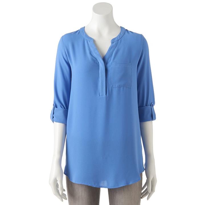 Women's Apt. 9&reg; Crepe Top, Size: Medium, Blue (navy)