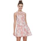 Juniors' Three Pink Hearts Floral Puff Scuba Caged Skater Dress, Teens, Size: Xl, Light Pink