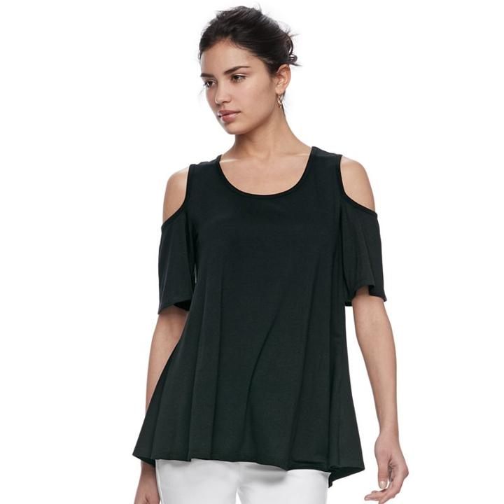 Women's Elle&trade; Cold-shoulder Swing Top, Size: Medium, Oxford