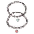 Mudd&reg; Bff Heart Charm Tattoo Choker Necklace Set, Girl's, Black