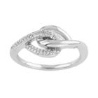 Sterling Silver 1/6 Carat T.w. Diamond Intertwined Ring, Women's, Size: 9, White
