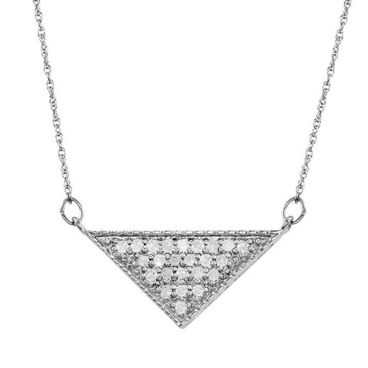 1/4 Carat T.w. Diamond 10k Gold Triangle Necklace, Women's, Size: 18