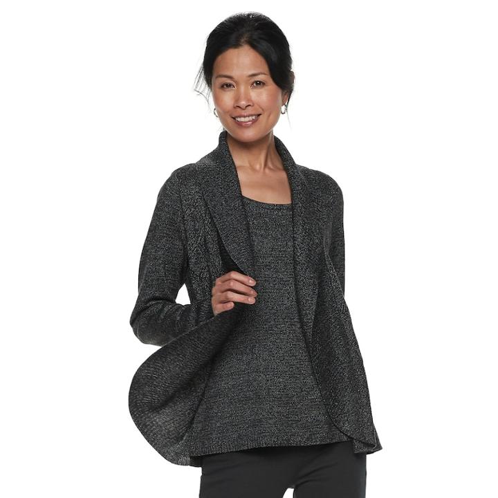 Women's Croft & Barrow&reg; Cozy Layered Cardigan Set, Size: Small, Black