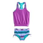 Girls 7-16 Zeroxposur Tribal Print Blouson Bikini Set, Size: 16, Red (beet)