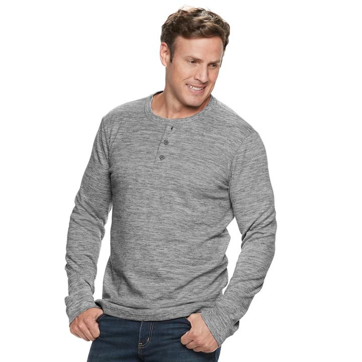 Big & Tall Sonoma Goods For Life&trade; Modern-fit Supersoft Thermal Henley, Men's, Size: Xxl Tall, Black