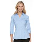 Women's Dana Buchman Pleated Peplum Shirt, Size: Large, Light Blue