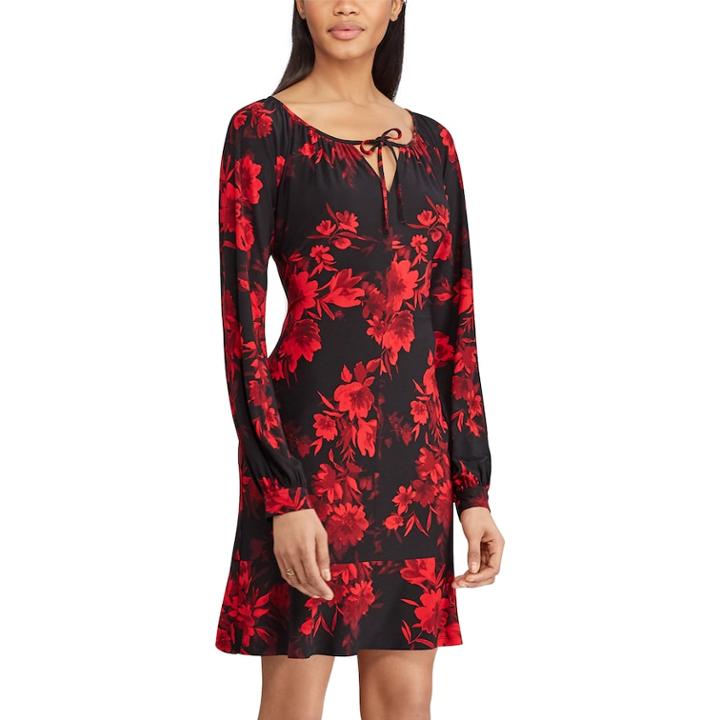 Women's Chaps Floral Peasant Dress, Size: Xs, Red