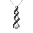 1/10 Carat T.w. Black Diamond And Lab-created White Sapphire Sterling Silver Twist Pendant Necklace, Women's, Size: 18
