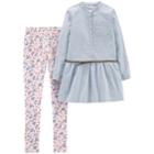 Girls 4-8 Carter's Belted Top & Floral Leggings, Size: 4-5, Print