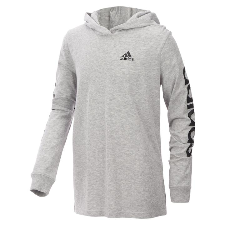 Boys 8-20 Adidas Hooded Graphic Tee, Size: Medium, Dark Grey