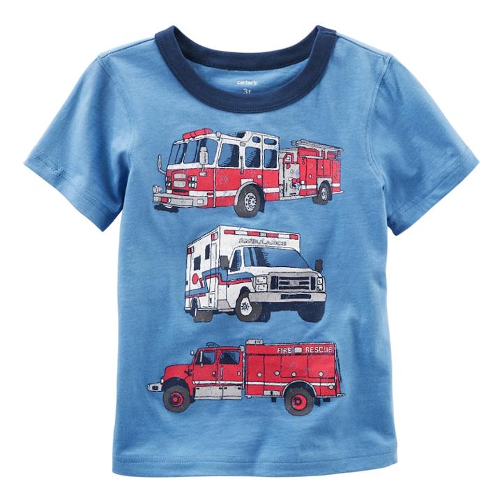 Boys 4-8 Carter's Short Sleeve Vehicle Graphic Tee, Size: 8, Med Blue