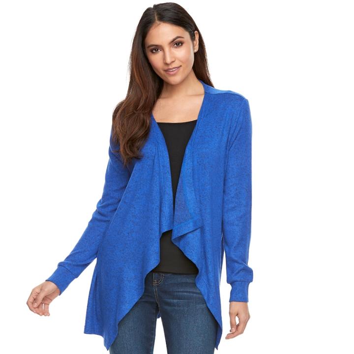 Women's Juicy Couture Mixed-media Draped Cardigan, Size: Large, Blue (navy)