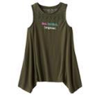Girls Plus Size Mudd&reg; Crochet Lace Yoke Sharkbite Tank Top, Size: 14 1/2, Dark Green