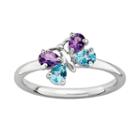 Stacks And Stones Sterling Silver Amethyst And Blue Topaz Butterfly Stack Ring, Women's, Size: 7, Multicolor