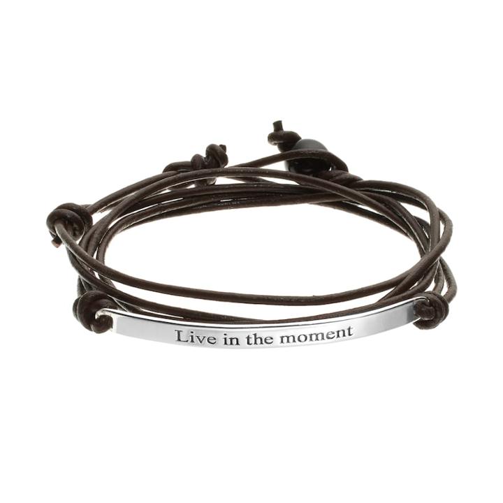 All Wrapped Up Sterling Silver & Leather Live In The Moment Wrap Bracelet, Women's, Brown