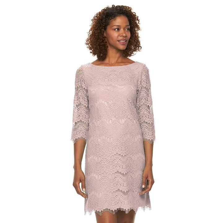 Women's Jessica Howard Fringe Lace Shift Dress, Size: 10, Light Pink