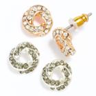 Lc Lauren Conrad Two Tone Simulated Crystal Love Knot Button Stud Earring Set, Women's, Multicolor