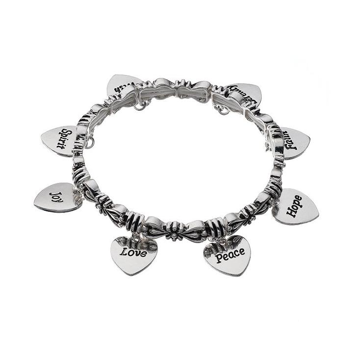 Believe In Heart Charm Stretch Bracelet, Women's, Multicolor