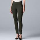 Women's Simply Vera Vera Wang Everyday Luxury Scuba High-waisted Skinny Pants, Size: Xl Long, Dark Green