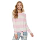 Juniors' Cloud Chaser Striped Tie Front Tee, Teens, Size: Small, Pink