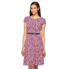 Women's Jessica Howard Print Belted Fit & Flare Dress, Size: 12, Pink