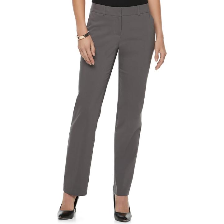Women's Apt. 9&reg; Torie Curvy Straight-leg Dress Pants, Size: 16, Dark Grey