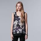 Women's Simply Vera Vera Wang Crinkle Tank Top, Size: Small, Grey (charcoal)