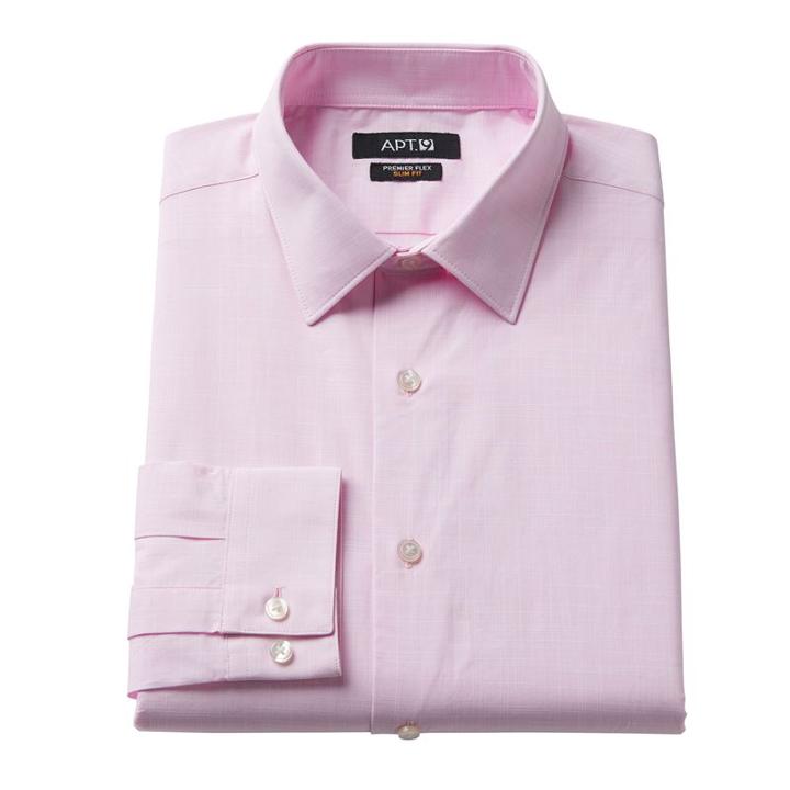 Men's Apt. 9&reg; Slim-fit Flex Collar Dress Shirt, Size: 17.5 36/37, Med Pink