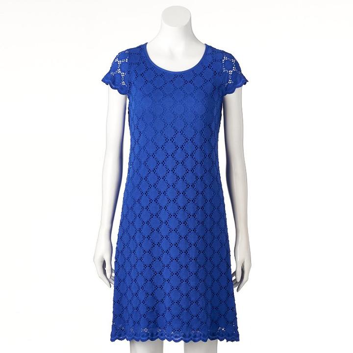 Women's Ronni Nicole Circle Lace Shift Dress, Size: 12, Med Blue
