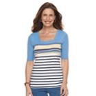 Women's Croft & Barrow&reg; Squareneck Elbow Sleeve Tee, Size: Medium, Med Blue
