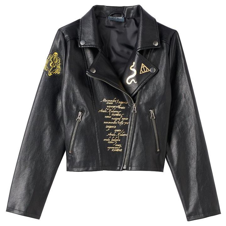 Girls 7-16 Harry Potter Patch Moto Jacket, Girl's, Size: Medium, Black