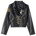 Girls 7-16 Harry Potter Patch Moto Jacket, Girl's, Size: Medium, Black