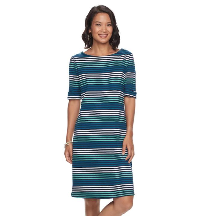 Women's Croft & Barrow&reg; Print Sheath Dress, Size: Medium, Blue